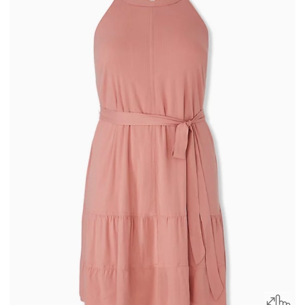 TORRID Dusty rose/ coral woven self-tie dress